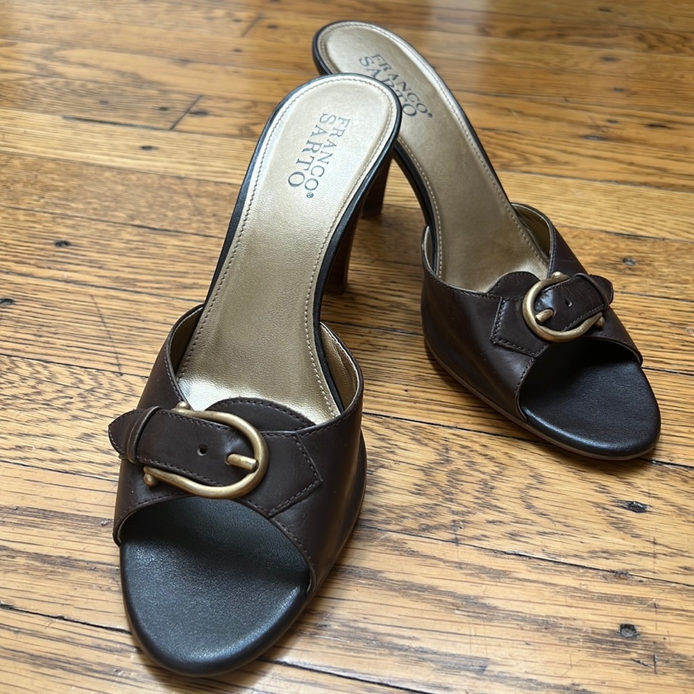 Franco Sarto Low Brown Leather Heel, Size 9.5